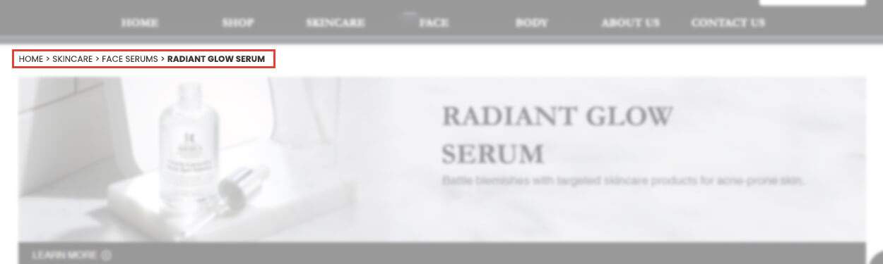 confusing breadcrumb example of a shopify store